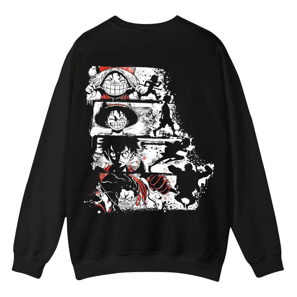 Unisex Oversized Anime Print Crew Neck Sweatshirt