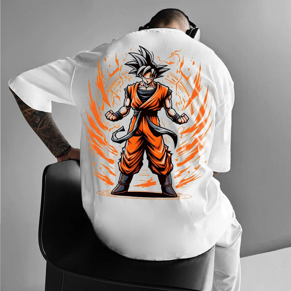 Oversized Dragon Ball Goku Print T-shirt