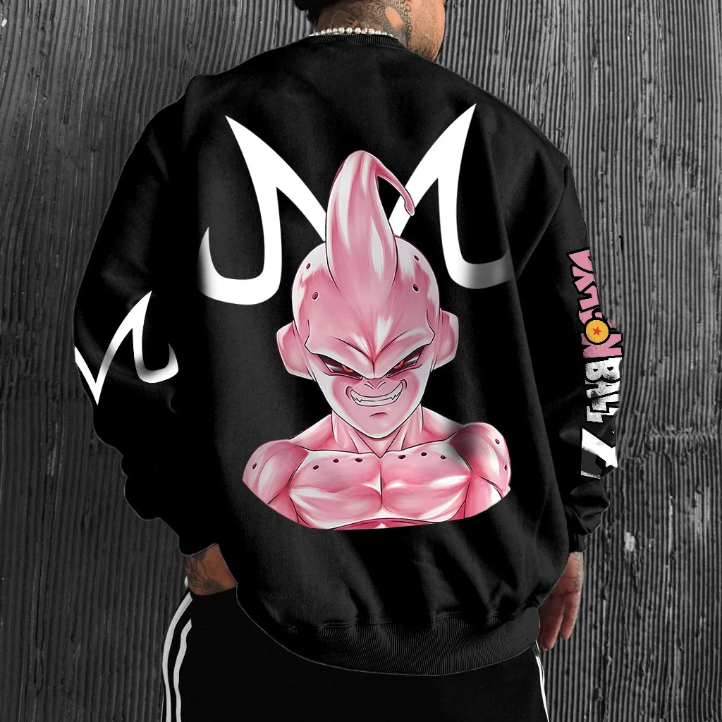 Unisex Oversized Anime Print Crew Neck Sweatshirt