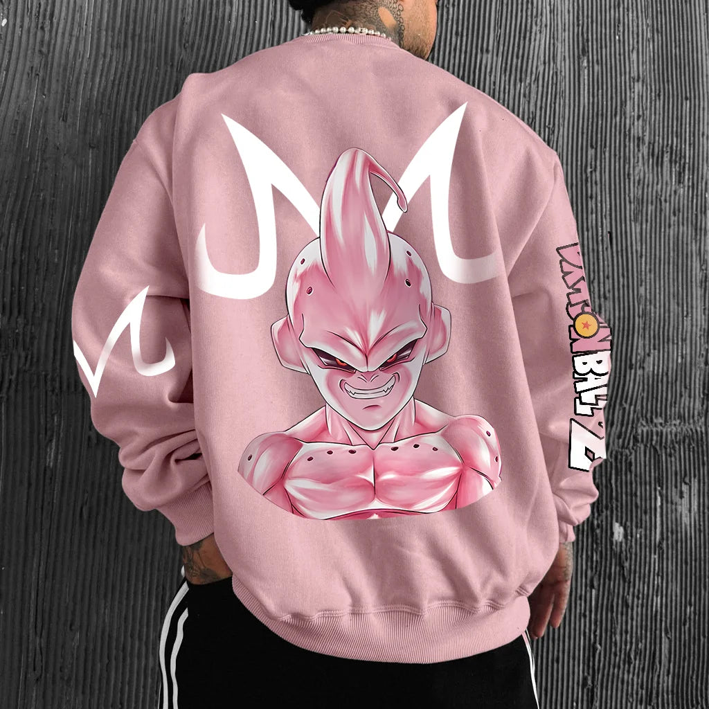 Unisex Oversized Anime Print Crew Neck Sweatshirt