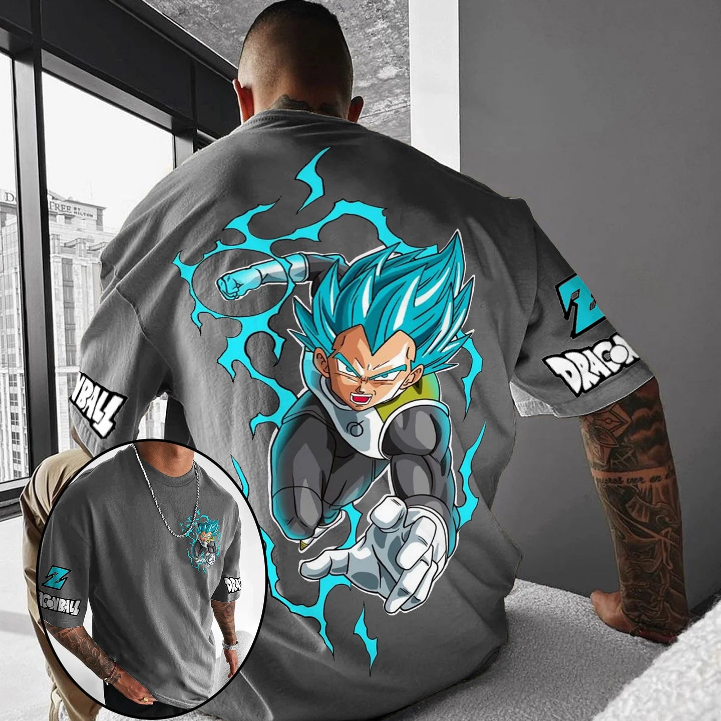 Unisex Oversized Vegeta Anime Printed T-shirt