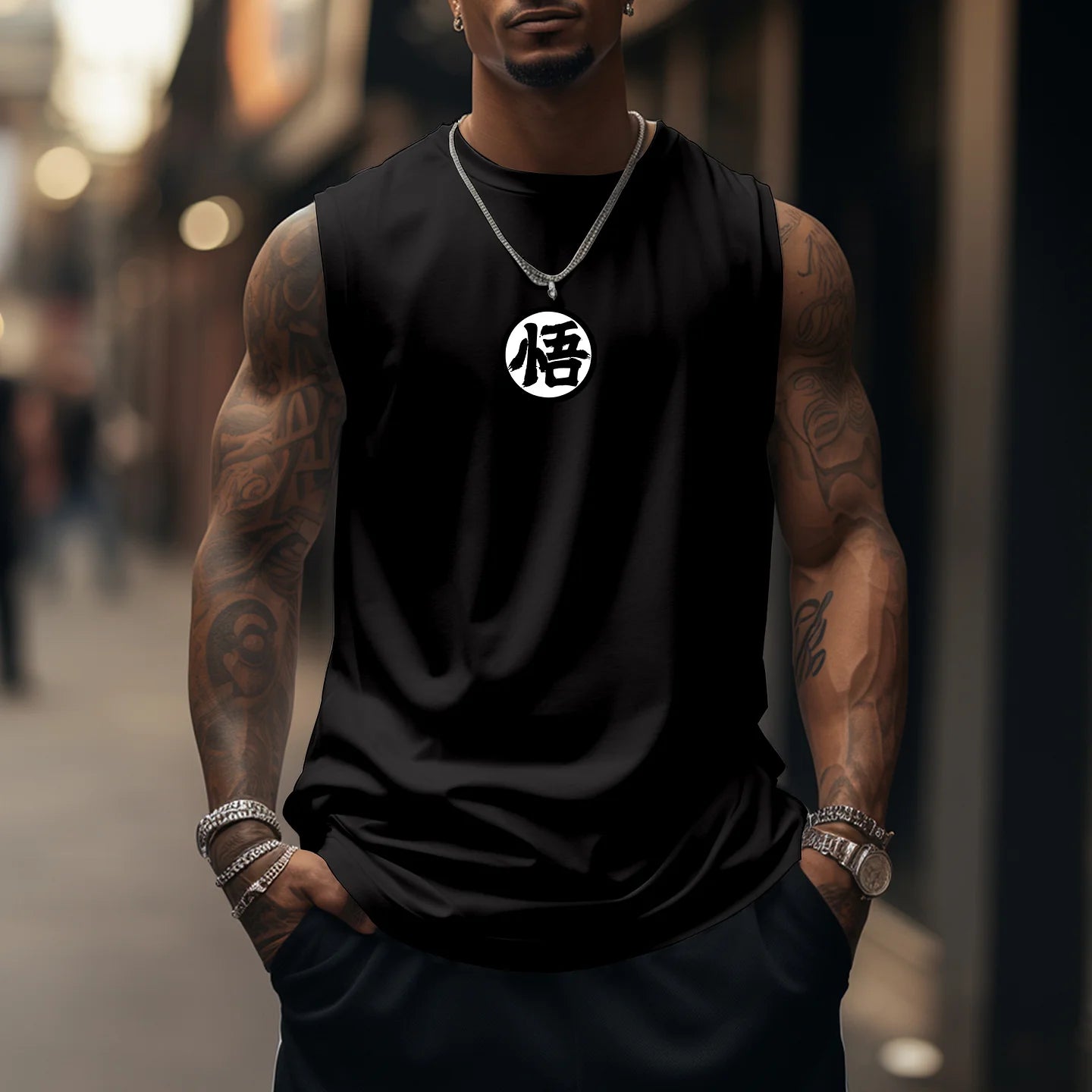 Men's Anime Motivational Statement Fitness Tank Top