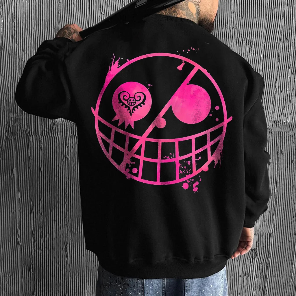 Unisex Oversized Anime One Piece Print Crew Neck Sweatshirt