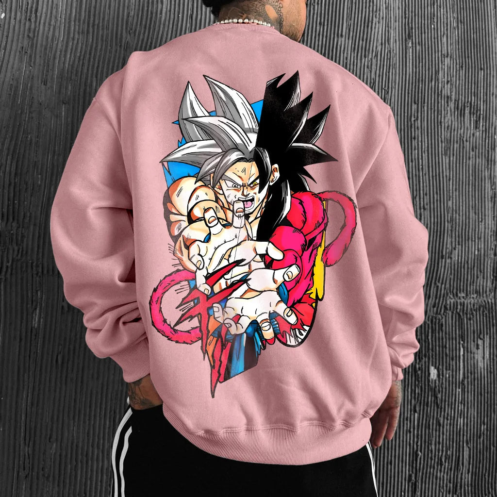 Unisex Oversized Anime Print Crew Neck Sweatshirt