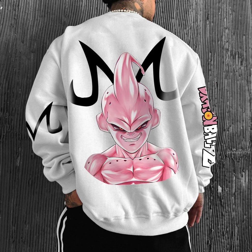 Unisex Oversized Anime Print Crew Neck Sweatshirt