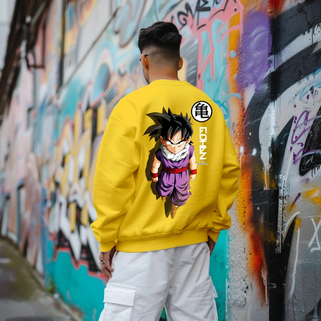 Unisex Oversized Anime Print Crew Neck Sweatshirt