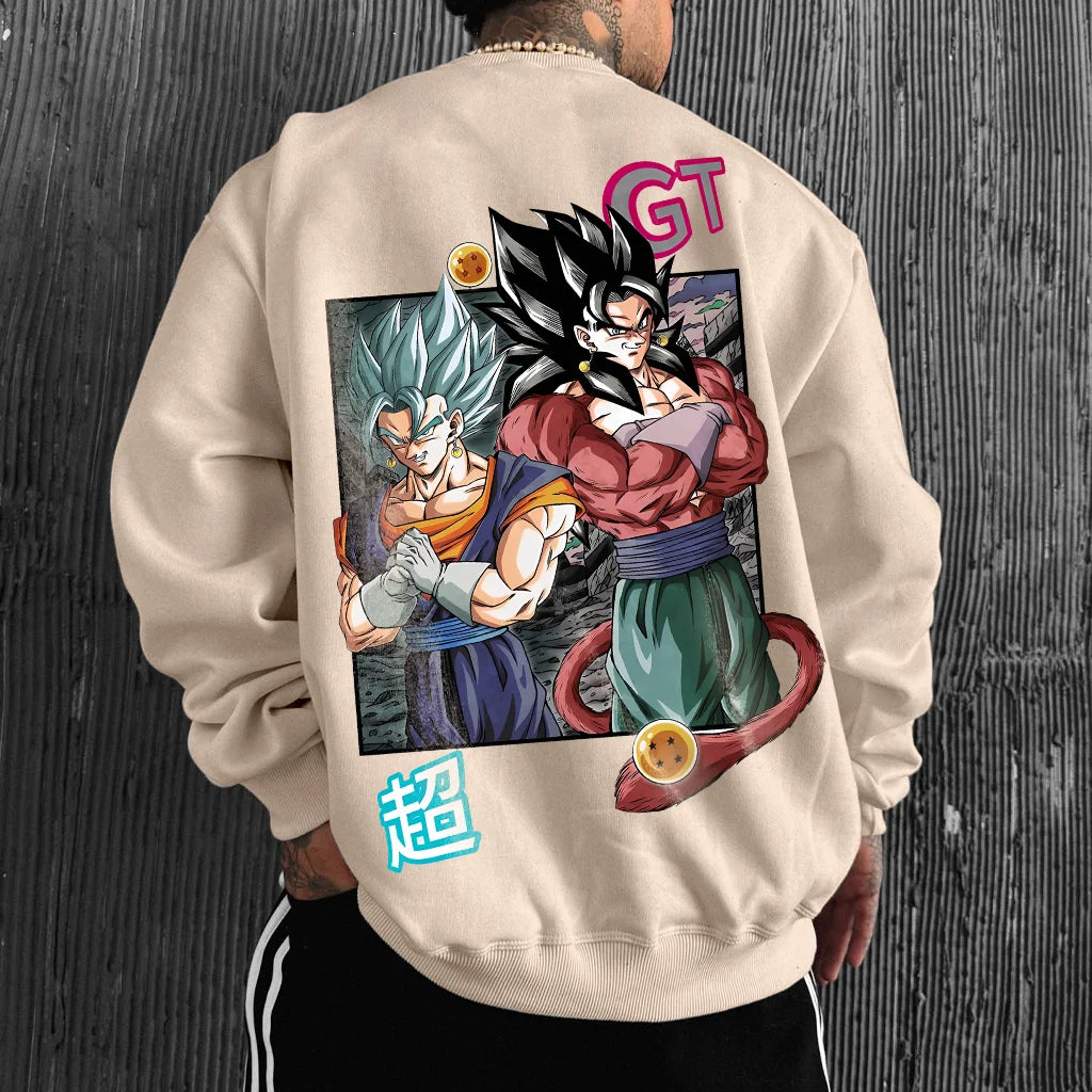 Unisex Oversized Anime Print Crew Neck Sweatshirt