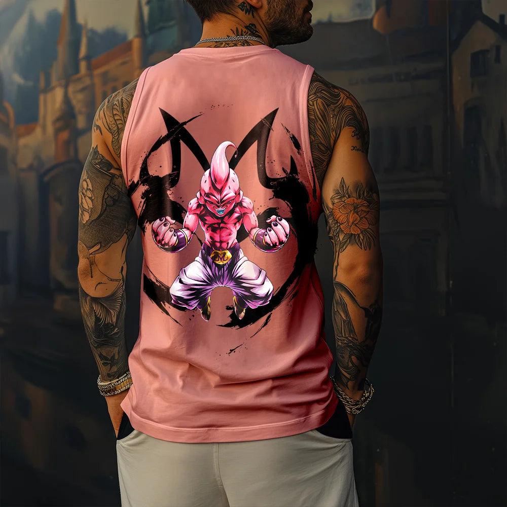 Oversize Dragon Ball Majin Buu Print Tank Top