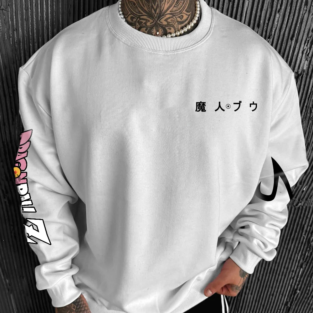 Unisex Oversized Anime Print Crew Neck Sweatshirt