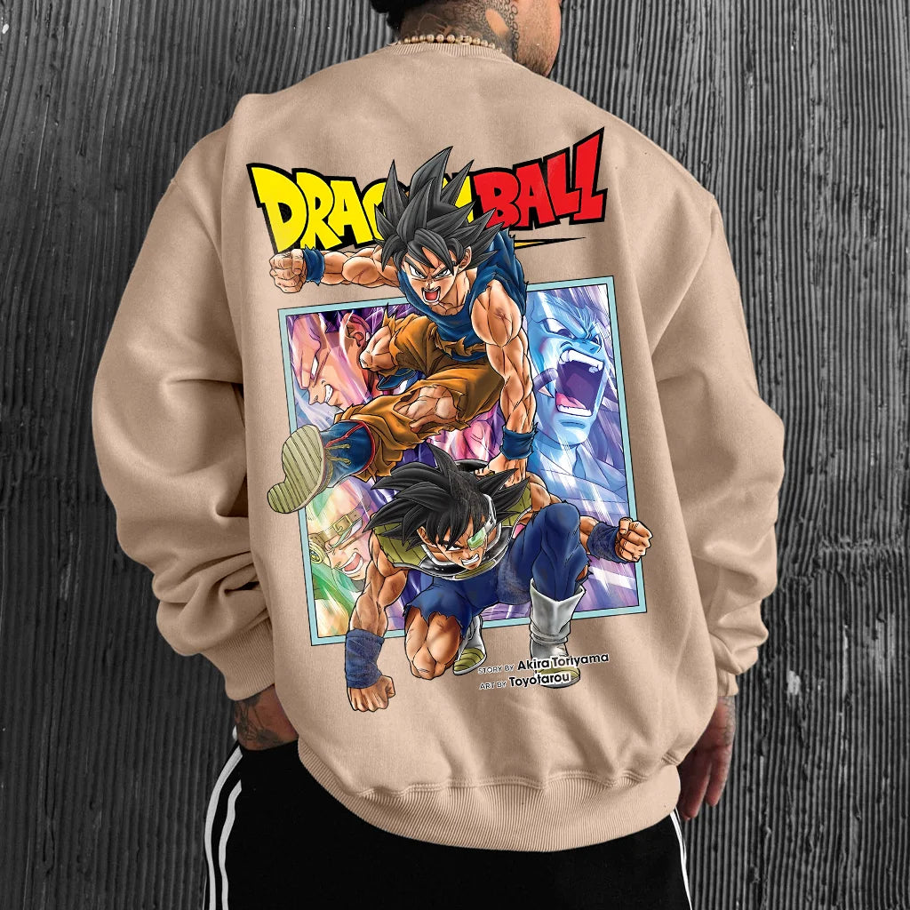 Unisex Oversized Anime Print Crew Neck Sweatshirt