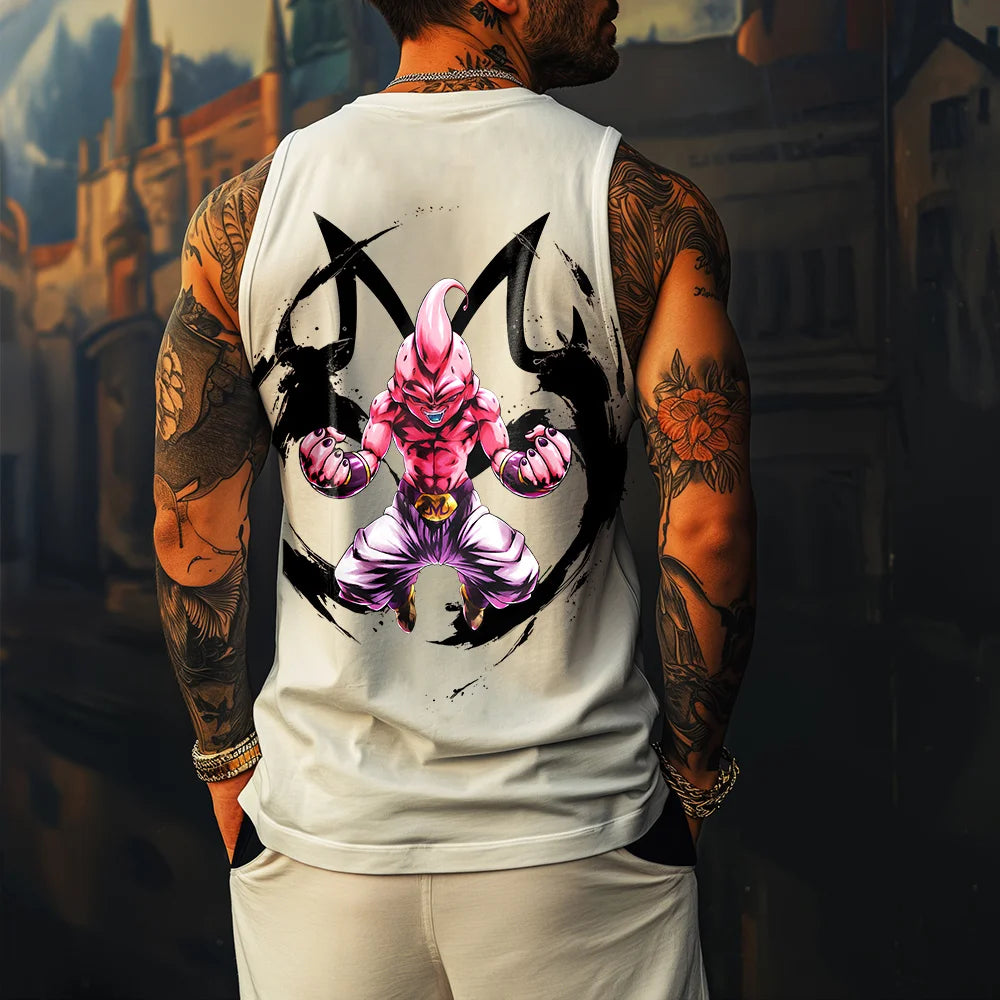 Oversize Dragon Ball Majin Buu Print Tank Top