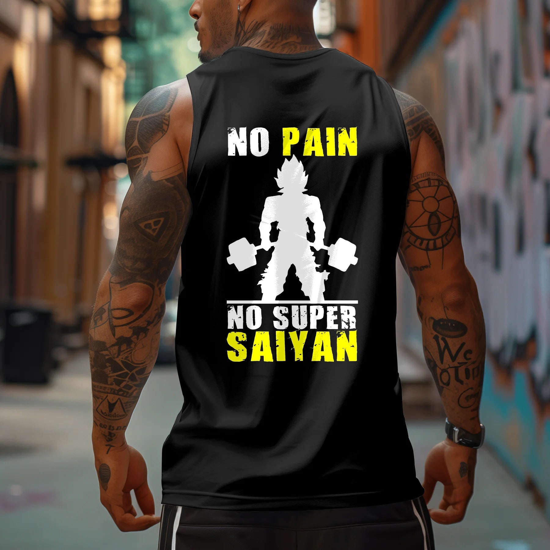 Men's Anime Motivational Statement Fitness Tank Top