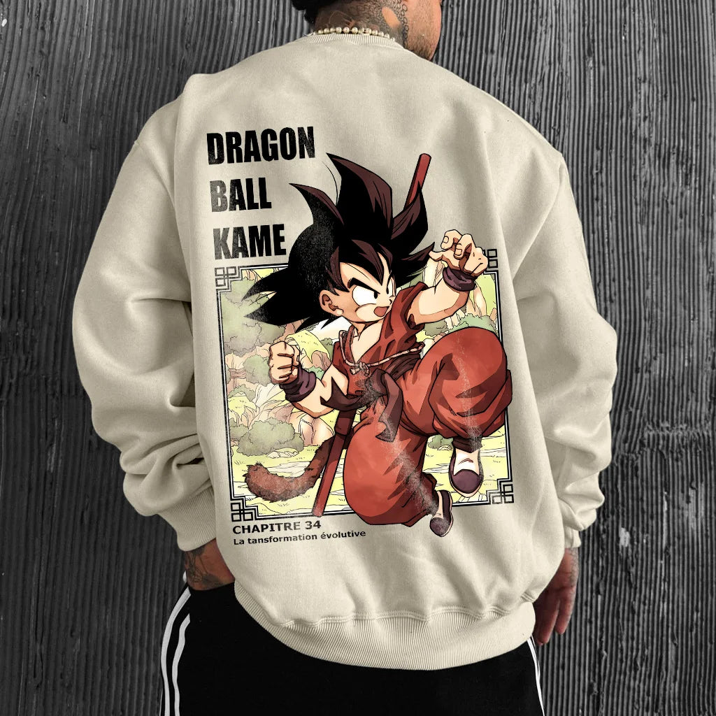 Unisex Oversized Anime Print Crew Neck Sweatshirt