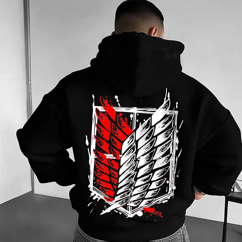 Unisex Oversized Attack on Titan Anime Print Hoodie